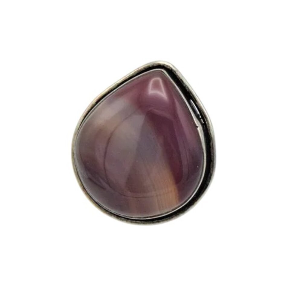 Vintage Sterling Silver & Hyacinth Jasper Ring Teardrop Purple - Picture 4 of 6